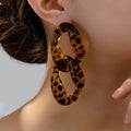 Leopard Print Pattern Drop Earrings