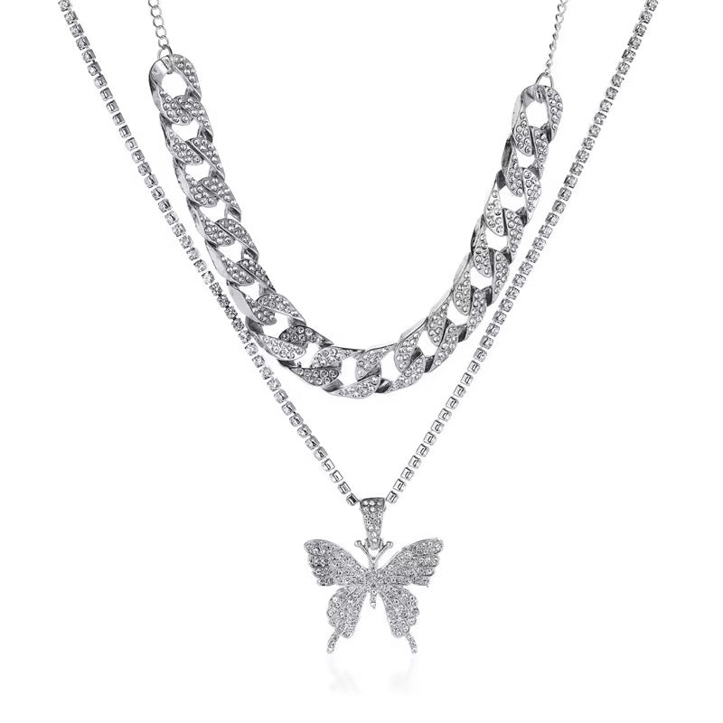 2Pcs Set Exaggerated Inlaid Retro Set-White