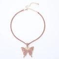 Rhinestone Pendant Necklaces- Pink