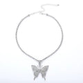 Rhinestone Pendant Necklaces-White