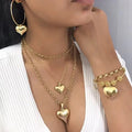 3pcs Set Gold Plated Heart