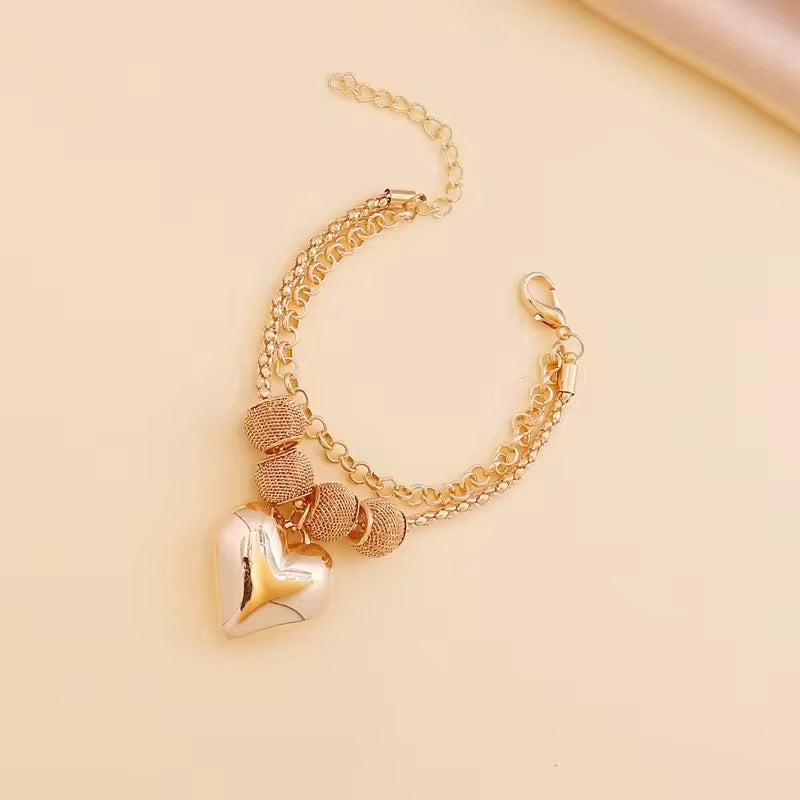 3pcs Set Gold Plated Heart